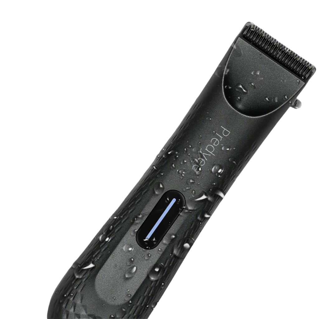 Black hair trimmer with visible brand logo on a white background