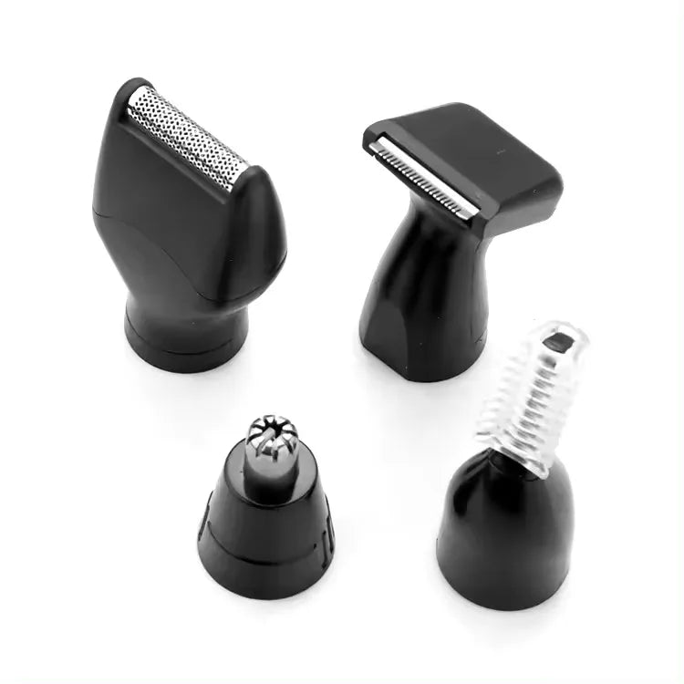 Set of black grooming tools on a white background