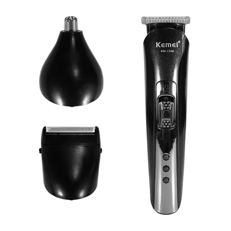 Kemei hair trimmer set with attachments on a white background