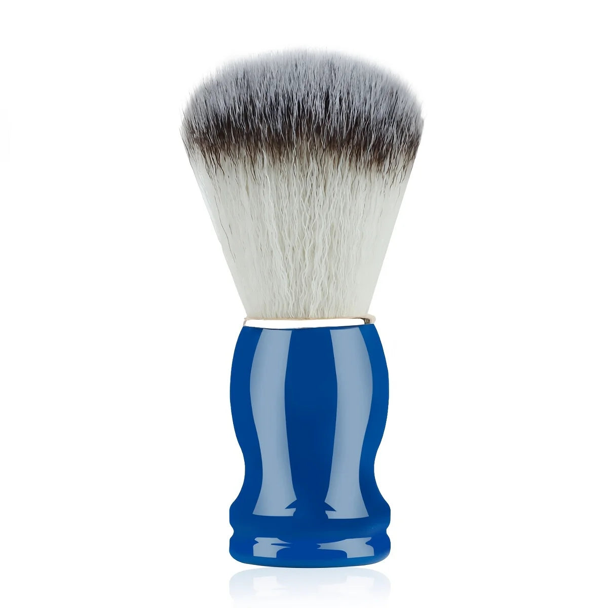 Blue shaving brush with bristle head on a white background