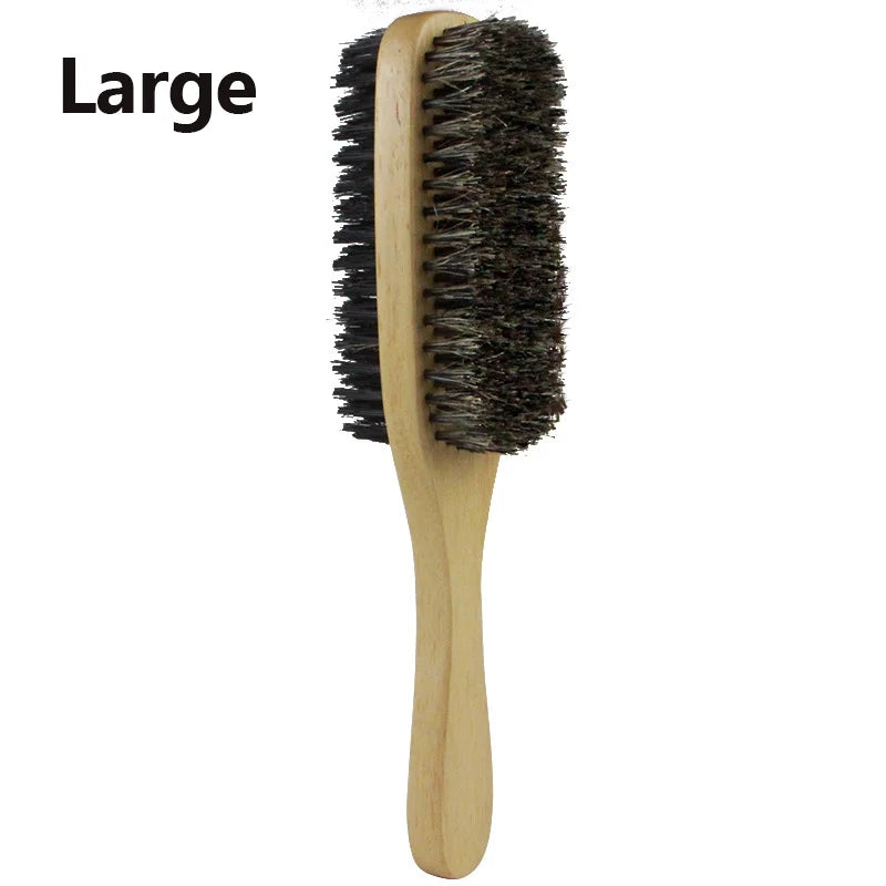 Large wooden brush with bristle head on a white background