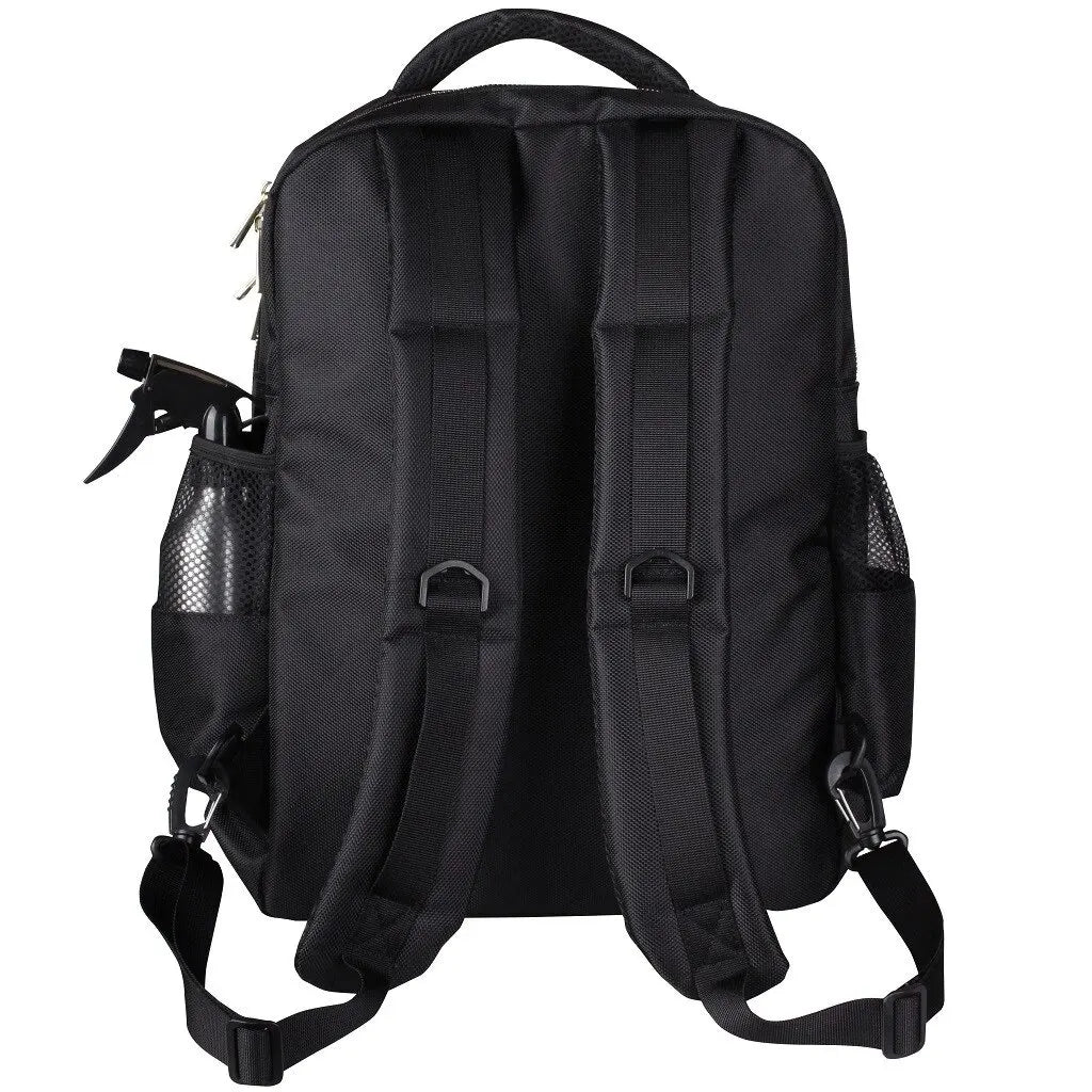 Black Backpack with strips and side compartments