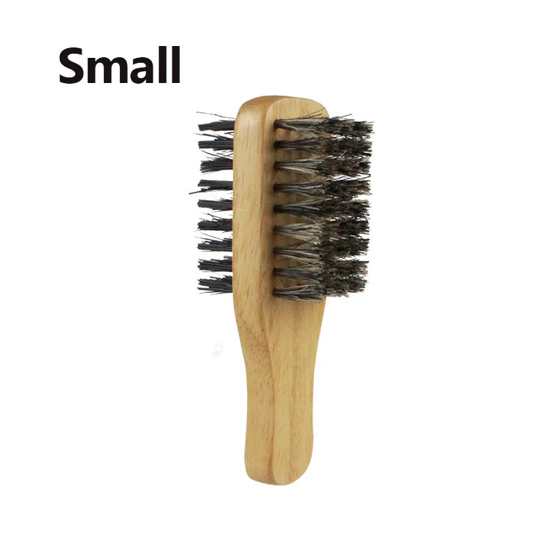 Small wooden brush with bristles on a white background