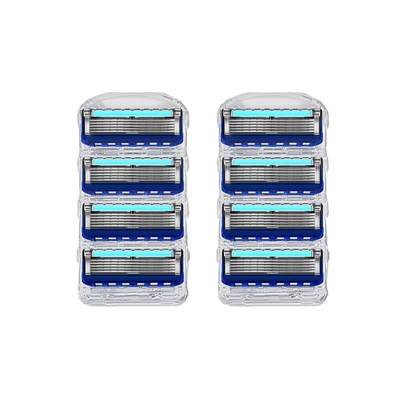 Two packs of razor heads on a white background