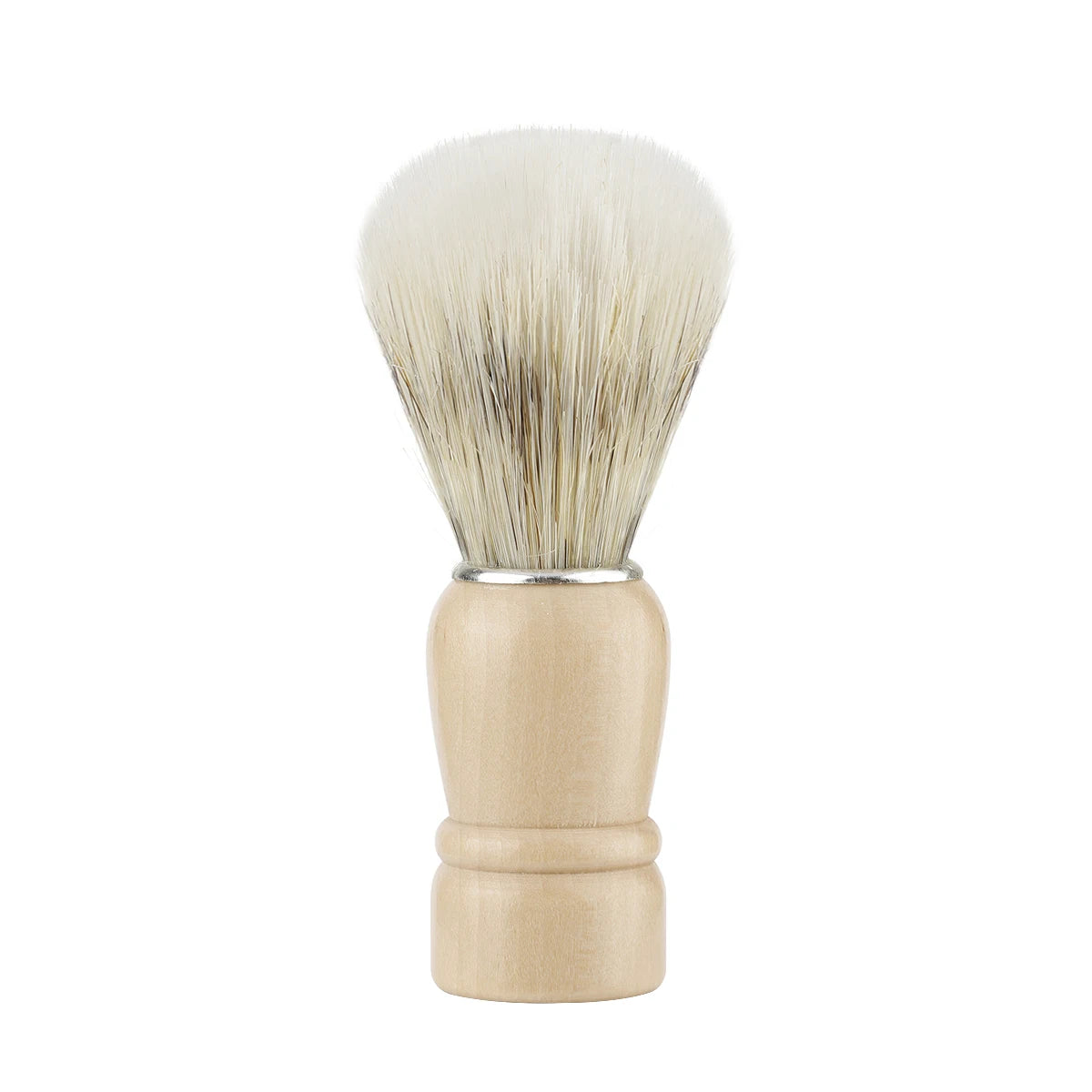 Shaving brush with wooden handle on a white background