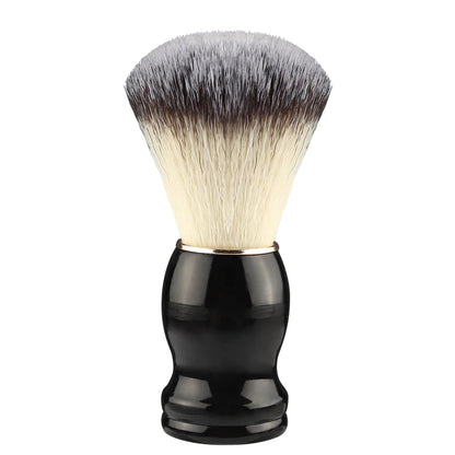 Black shaving brush with synthetic bristles on a white background