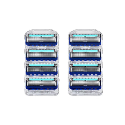 Two packs of razor heads on a white background